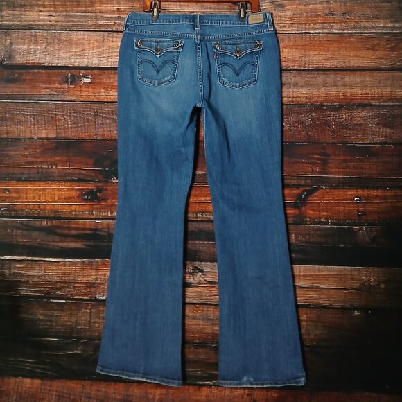 Levis 515 Jeans 16 Long Curvy Boot Cut Western Pockets Mid Rise Blue Denim - Picture 3 of 10